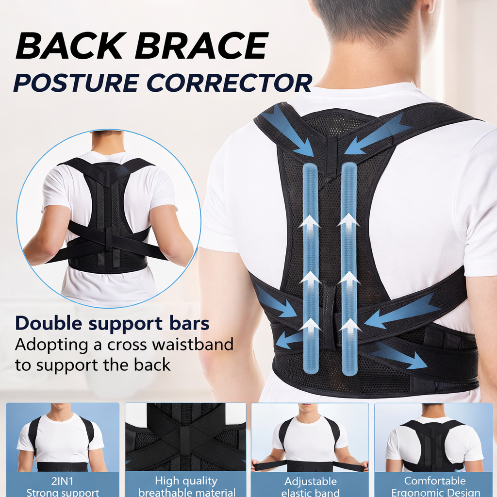 Posture Corrector with Steel Support for Back and Shoulders