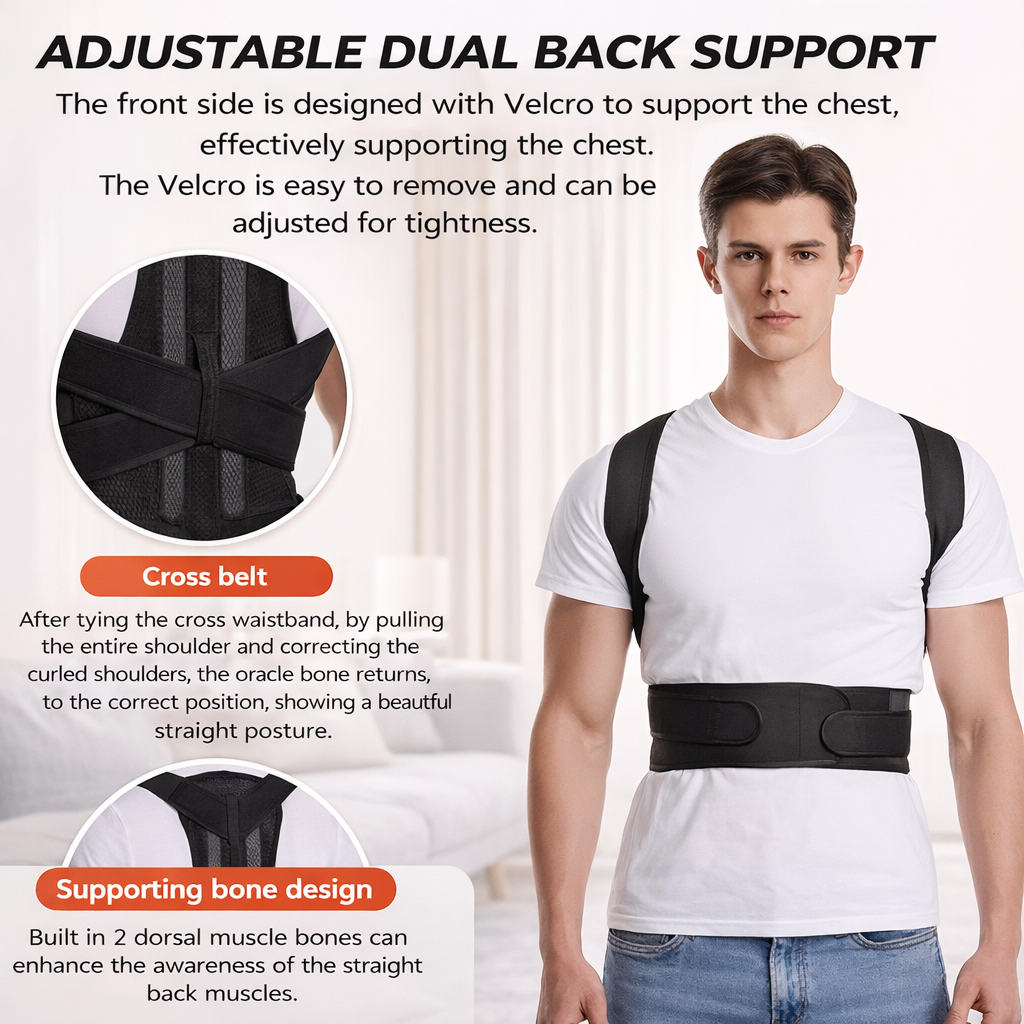 Posture Corrector with Steel Support for Back and Shoulders